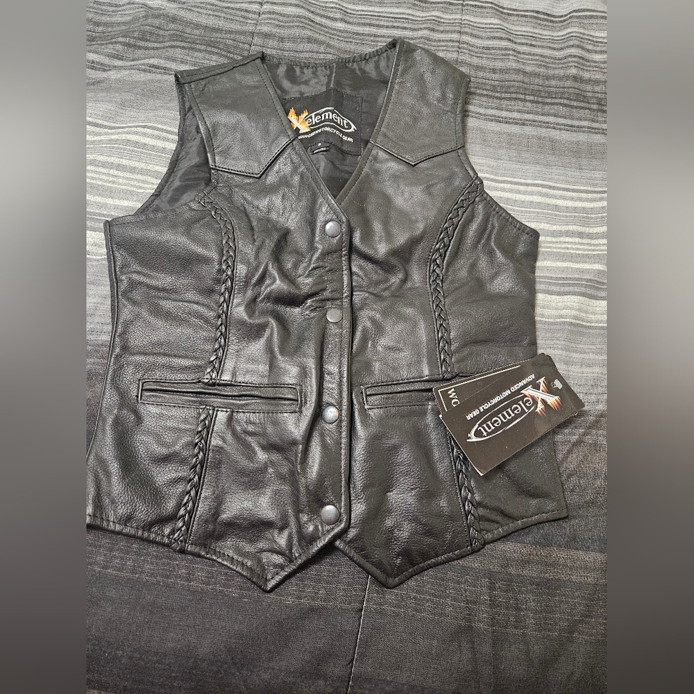 Xelement Black Leather Vest And Pant